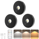 3 Light/6 Light Set, LED, Ultra-Thin 2Cm 0.7Inch, Remote Control, Lens, Rechargeable, Magnetic Installation, Cabinet Light, Display Case Light for Figurines, Black